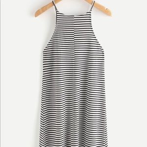 Striped black and white shift dress